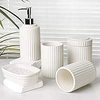 Vista 8 de Juego de accesorios de baño blanco 5 piezas, conjunto de accesorios de baño de cerámica, conjuntos completos de accesorios de baño de diseño