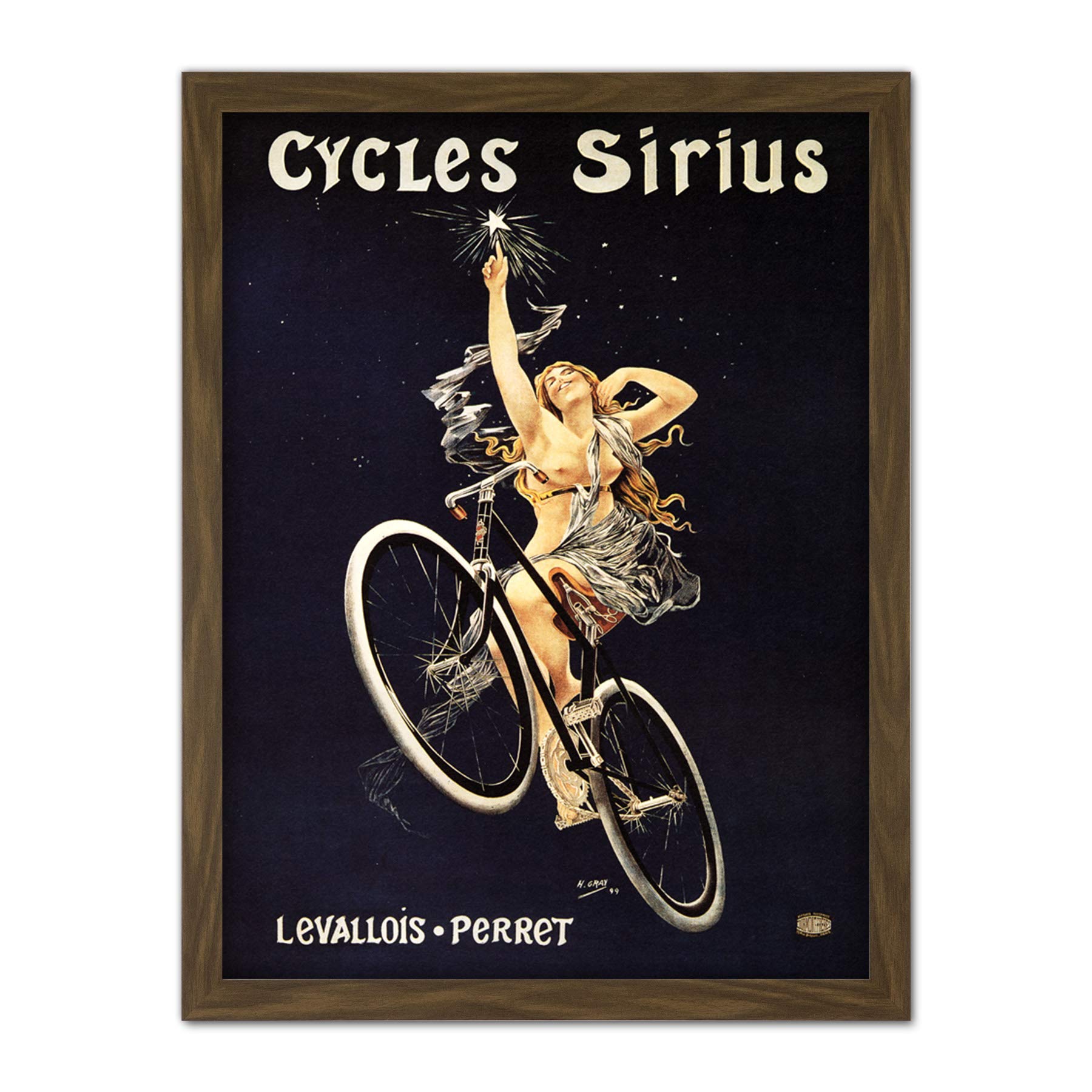 Wee Blue Coo Sirius Cycles France Vintage Artwork Framed Wall Art Print 18X24 Inch