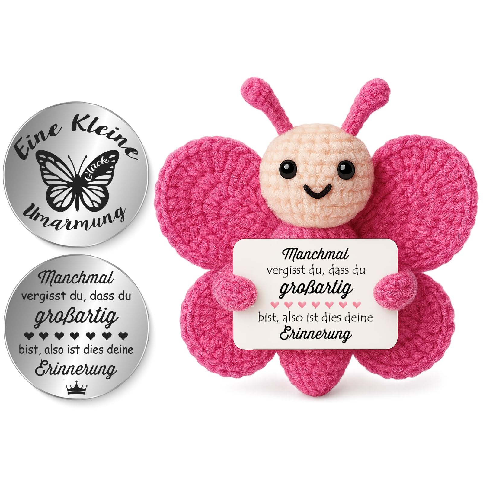 Tixlux Pocket Hug Fröhlicher Pinguin, Kreative Strickwolle Pinguin Dekofigur und Kleine Umarmung Glücksbringer, MutmacherGeschenk, Gute Besserung Geschenk, Weihnachten