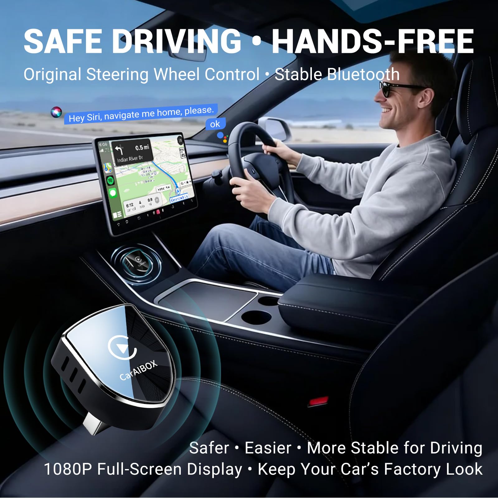 Wireless CarPlay Adapter UK - 2026 Apple Car Play Wireless Adapter, 2-in-1 Android Auto Dongle, Mini Plug & Play for Wired CarPlay, USB-A & C, WiFi 6 No Lag Auto-Connect — view 8