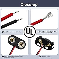 Vista 10 de CHANZON UL Wires 9 V Conector de batería Arduino Power Clip de cuero con centro positivo 0.083 in x 0.217 in Macho 5 Pack Jack T-Type para Arduino