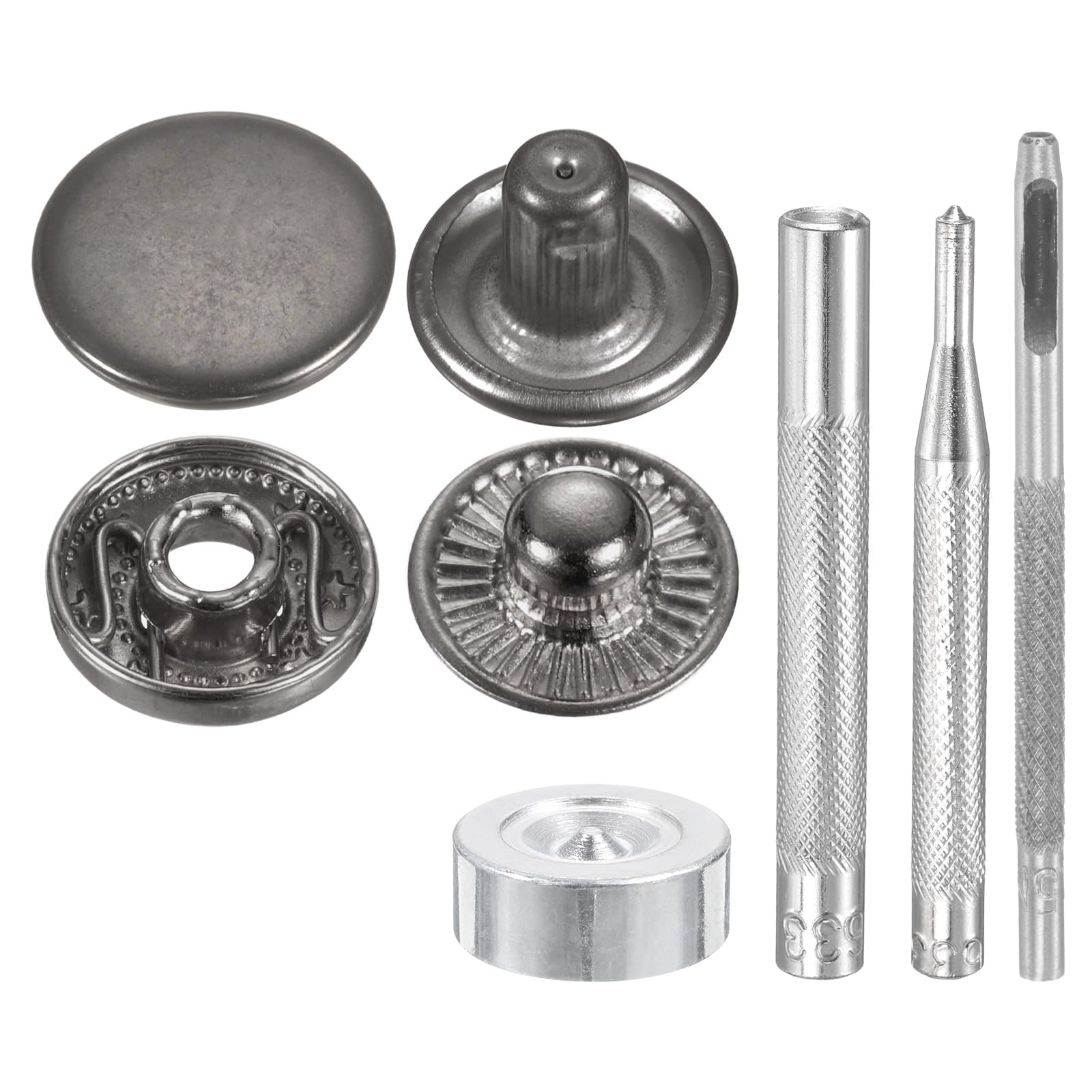 sourcing map Leather Snaps Fasteners Kit 15mm Dia 2.76" L,Gun