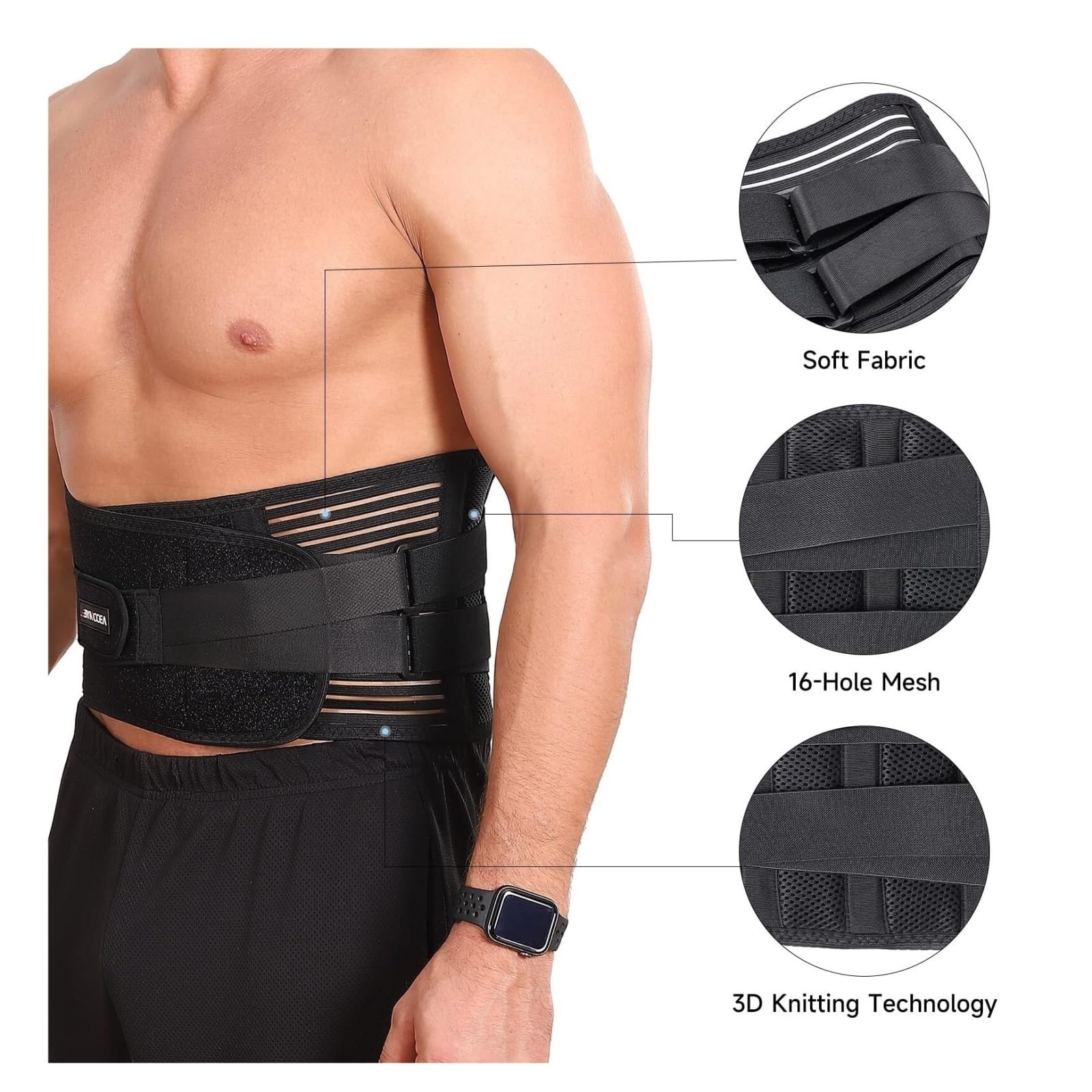 Fascia Lombare Cintura di Supporto for La Schiena Traspirante Unisex for Cintura di Supporto in Vita for Sollevamento Pesi Fascia Schiena Lombare(Large)
