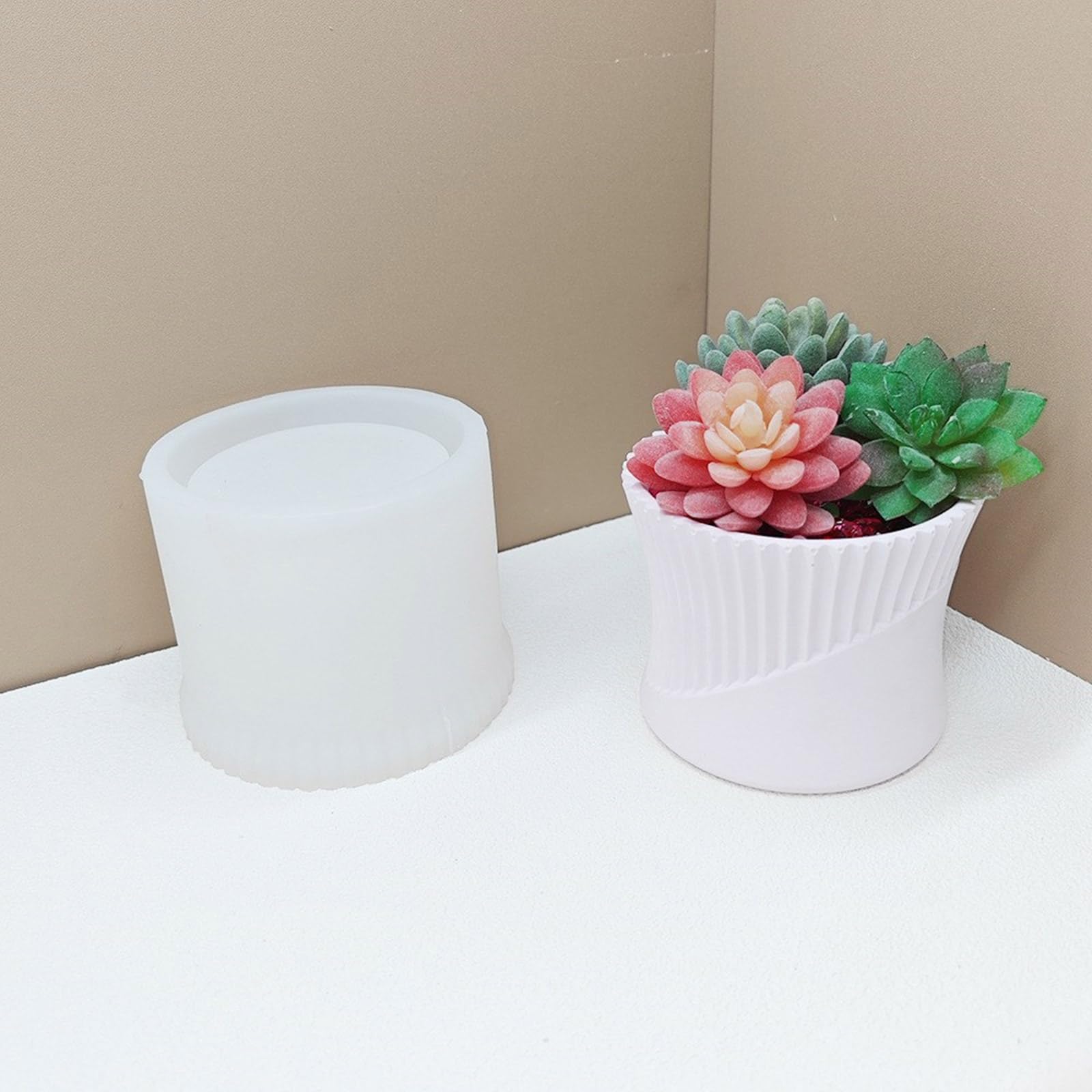 Molde de silicona a rayas irregulares para macetas, macetas, yeso, resina, moldes de almacenamiento de silicona para jardinería en casa
