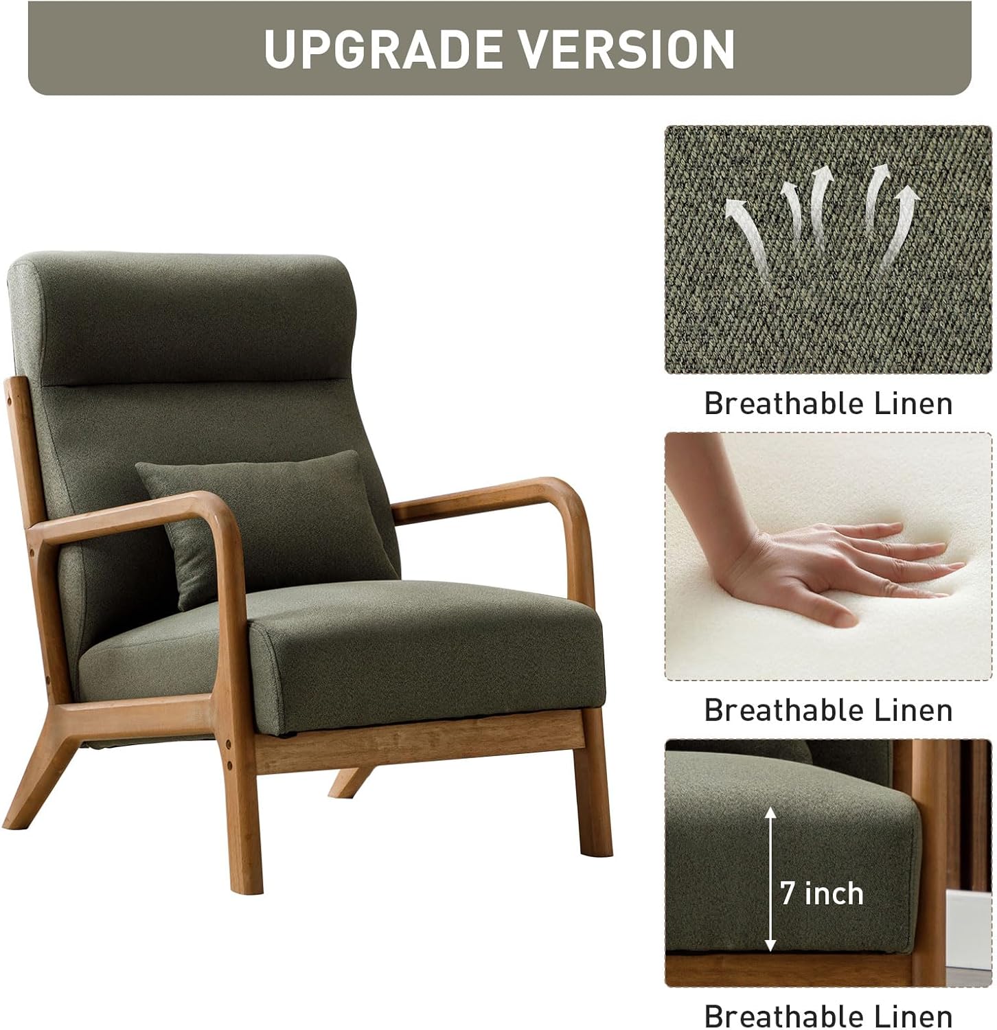 Diagram showing the dimensions of the ANJ Mid Century Modern Accent Chair