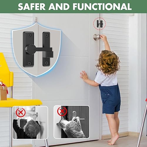 Miniatura 6 de Cerradura de puerta de granero, cierre de puerta corredera abatible de 90180 grados para garaje, dormitorio, gabinete, seguridad de aleación de zinc