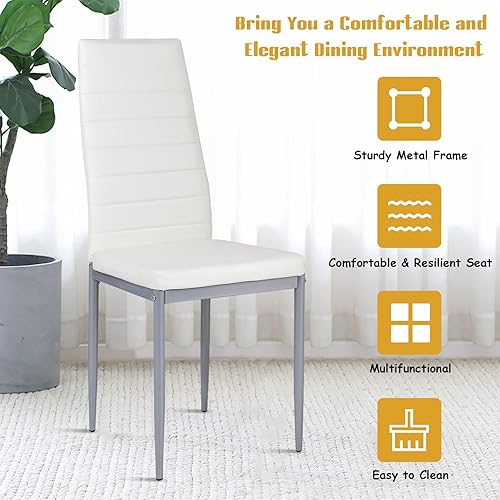 Miniatura 7 de KOTEK Juego de 4 sillas de comedor de piel sintética, sillas laterales tapizadas con respaldo alto ergonómico y marco de acero, sillas laterales de