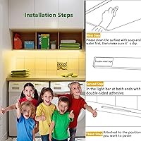 Vista 8 de JUSJUBR Luz LED delgada de 12 pulgadas para debajo del gabinete con función de memoria, barra de luz USB regulable blanca cálida de 3000 K