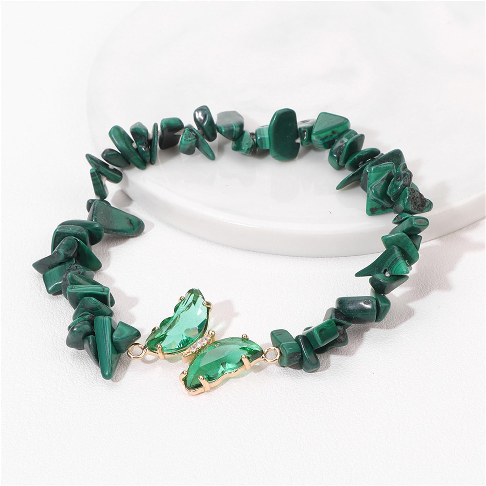 Braccialetto in Pietra Naturale Bracciale di Ghiaia Farfalla Perle di Ghiaia Irregolari Bracciale in Perline-B-Un