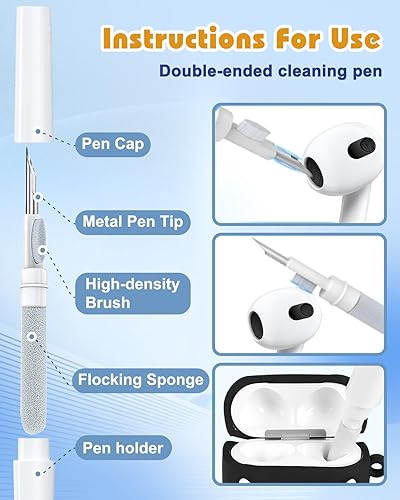 Miniatura 5 de Toyuma Funda para AirPods 4, diseño de dibujos animados kawaii, divertida funda de silicona suave 3D con llavero y kit de limpieza para mujeres,