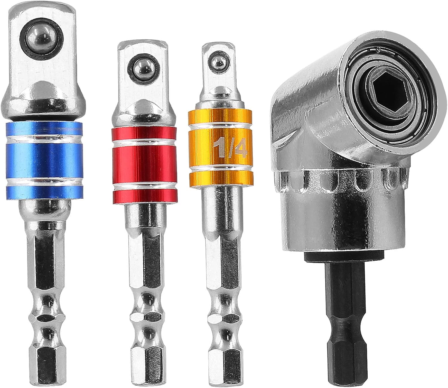 Universal Driver Set, 3pcs 1/4 3/8 1/2 Inch Drill Bit Socket Adapter Set, Silver 105