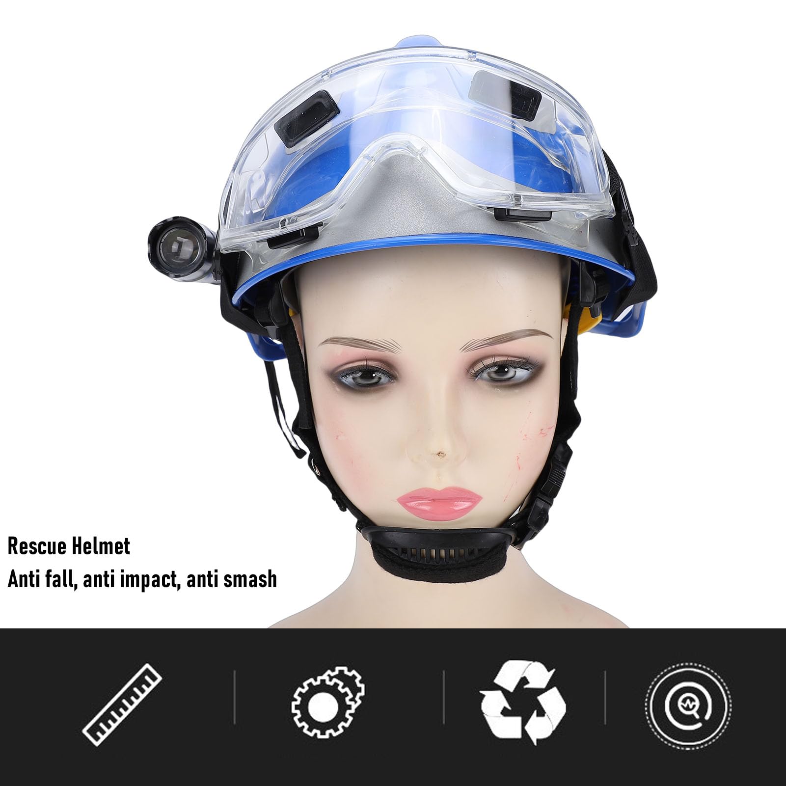 Casco de Seguridad, Cascos con Faro, Tira Reflectante, Casco Emergencia Protector Rescate para Construcción, Trabajo Industrial Al Aire Libre Silvicultura Escalada en Hielo