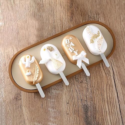 Miniatura 4 de 50 palitos de paletas acrílicas, palitos reutilizables para pasteles con película protectora, para paletas de helado, fiestas y (plata espejo)
