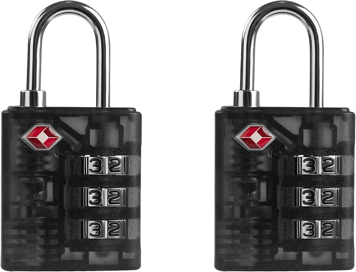 UP Security TSA Locks for Luggage, Combination Lock for Locker, 3 Digit Padlock Combination, Combo Small Padlock for Gym Locker, Travel Suitcase, Gun Case, Fence Gate, Backpack Zipper (Black+Black)