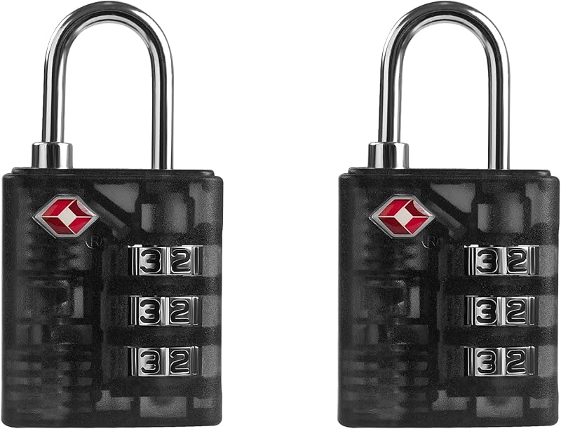 UP Security TSA Locks for Luggage, Combination Lock for Locker, 3 Digit Padlock Combination, Combo Small Padlock for Gym Locker, Travel Suitcase, Gun Case, Fence Gate, Backpack Zipper (Black+Black)