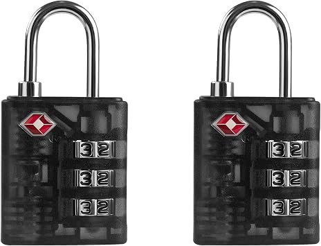TSA Locks for Luggage, Combination Lock for Locker, 3 Digit Padlock Combination, Combo Small Padlock for Gym Locker, Travel Suitcase, Gun Case, Fence Gate, Backpack Zipper Black+Black