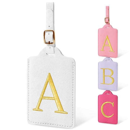 Iqimott Initial Luggage Tags for Suitcases (White A)