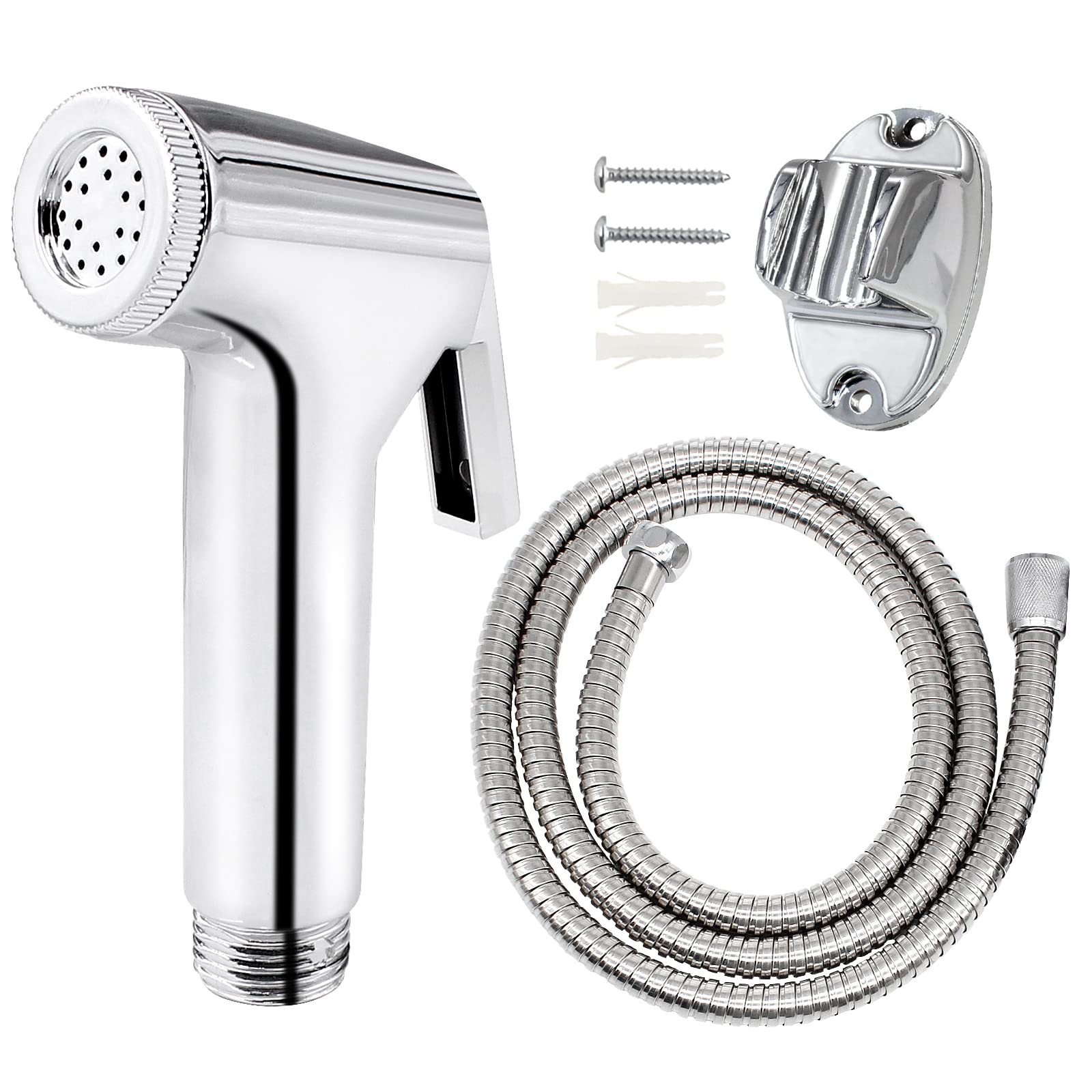 Hand Held Bidet Sprayer Kit - Includes Head, 1.5m Hose & Wall Mount | Shattaf Toilet Bidet Shower Head | for Easy Feminine Wash, Pet Washing, Baby Cloth Diaper, Bathroom or Toilet Cleaning