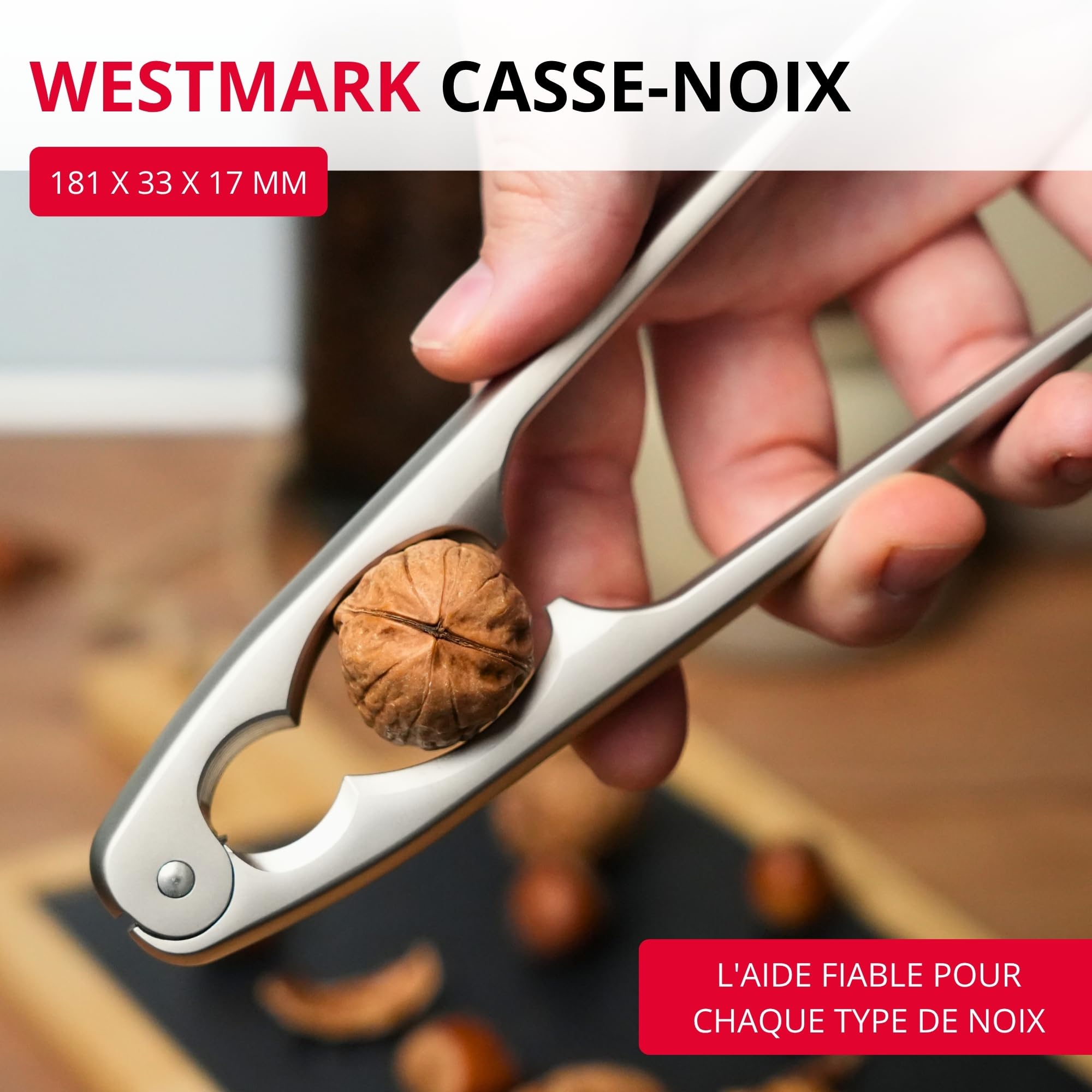 Westmark Casse-Noix, Monopol Edition, Avec Mécanisme à Ressort, Longueur: 18,1 cm, Zinc Moulé sous Pression, Effet Satiné, Prezioso, Argenté, 16753360