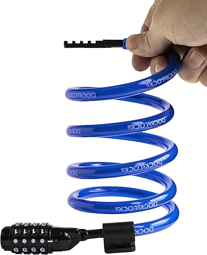 Miniatura 2 de Juego de candado de cable de bicicleta de 4 pies, cable en espiral con bloqueo de combinación reajustable y soporte de montaje, cable de seguridad
