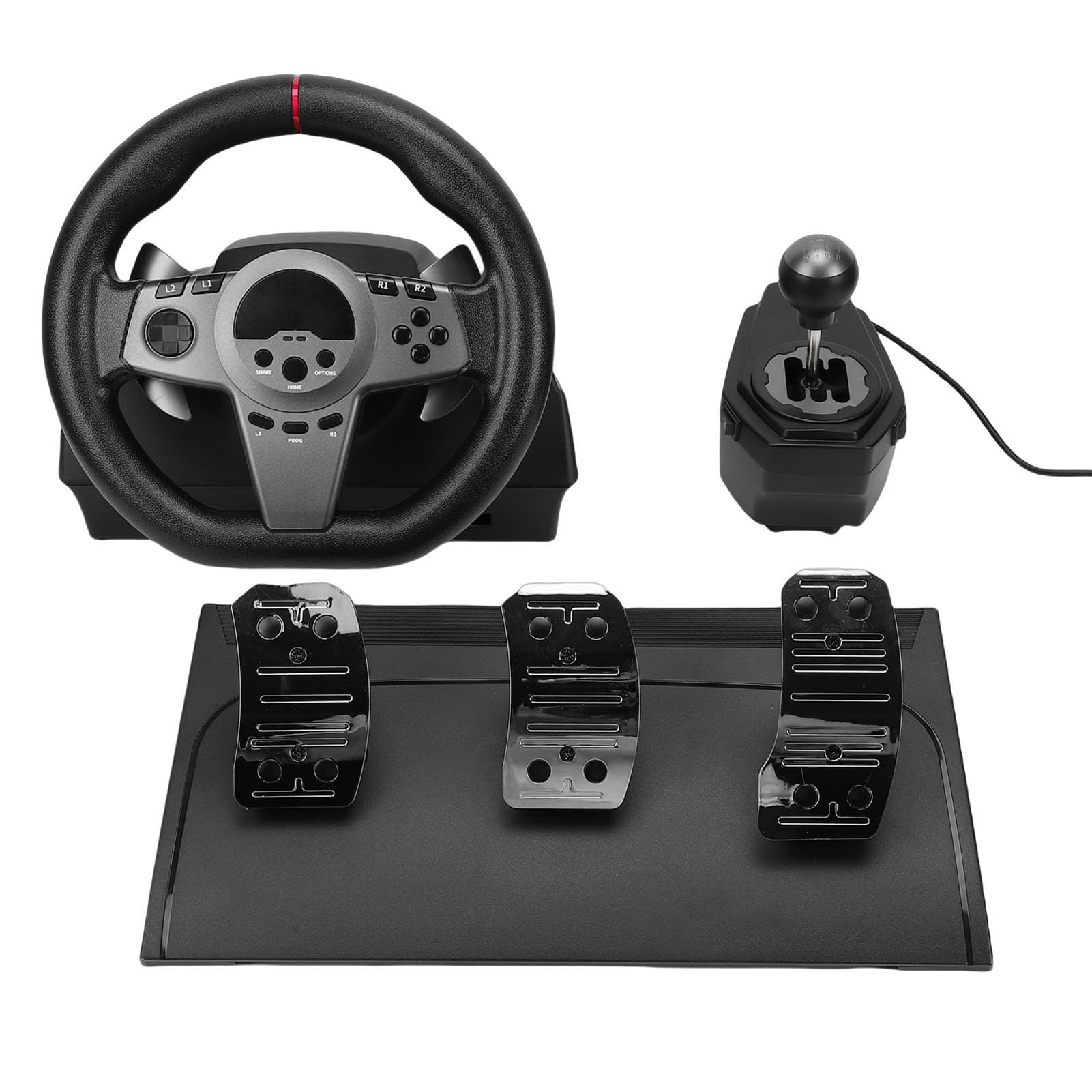 Juego de Ruedas de Carreras Simulación de Dirección Realista de 270° para PC con Pedales de para Camiones Pesados ​​Coches de Carreras Competición de Rally Apto para PC