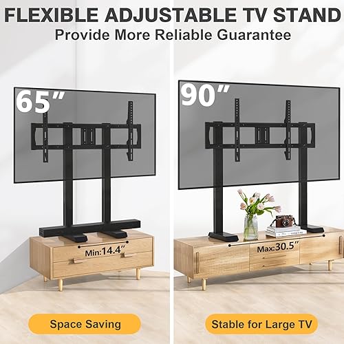 Miniatura 5 de Patas universales para TV de mesa para televisores de plasma LCD LED OLED 4K de 55 a 90 pulgadas, soporte de TV moderno con soporte, soporte de