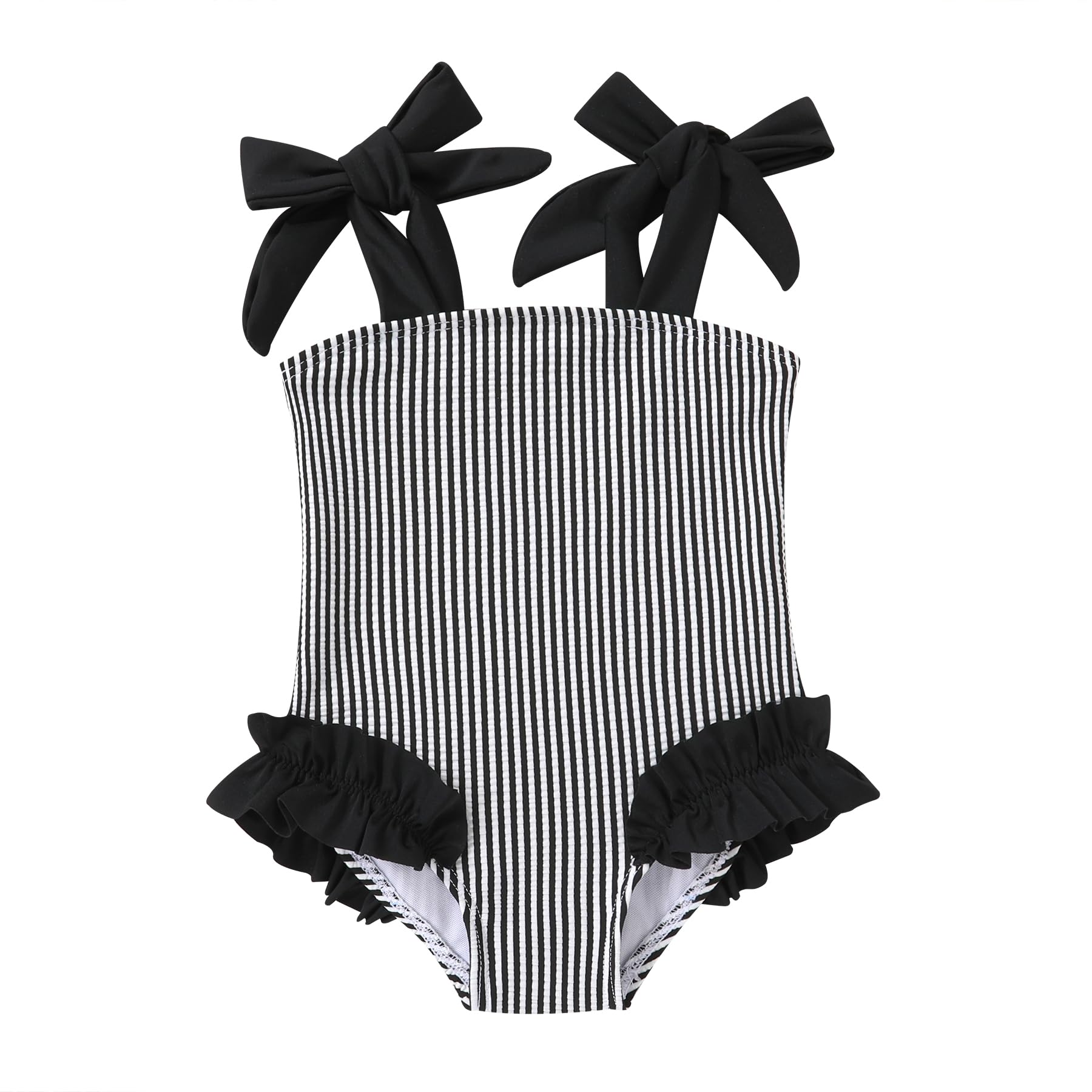Happy Town Toddler Swimsuit Girl Solid Color Stripe One-Piece Baby Bathing Suits