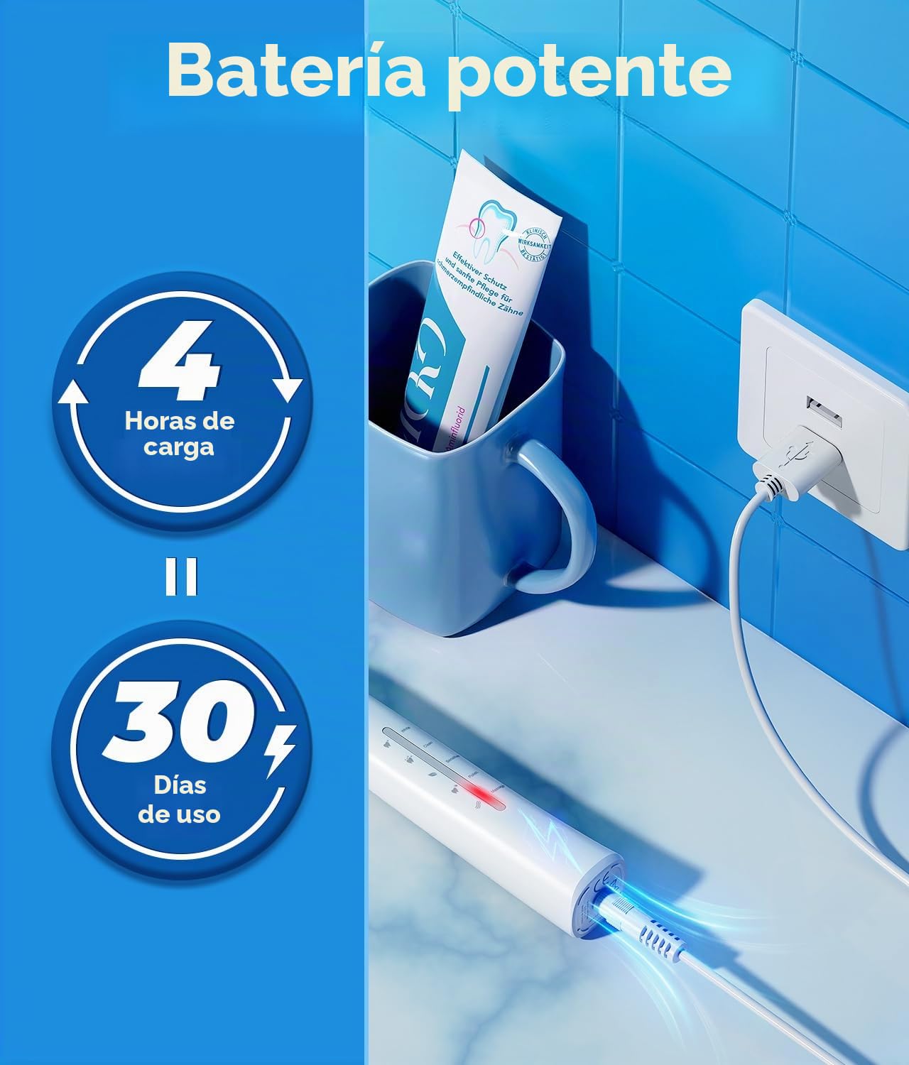 Demita Cepillo de Dientes Eléctrico Sónico, 8 Cabezales 5 Modos | Cepillo sónico con 40000 VPM, 5 modos, carga rápida 4h, 30 días autonomía, IPX7, cepillado profundo y blanqueador