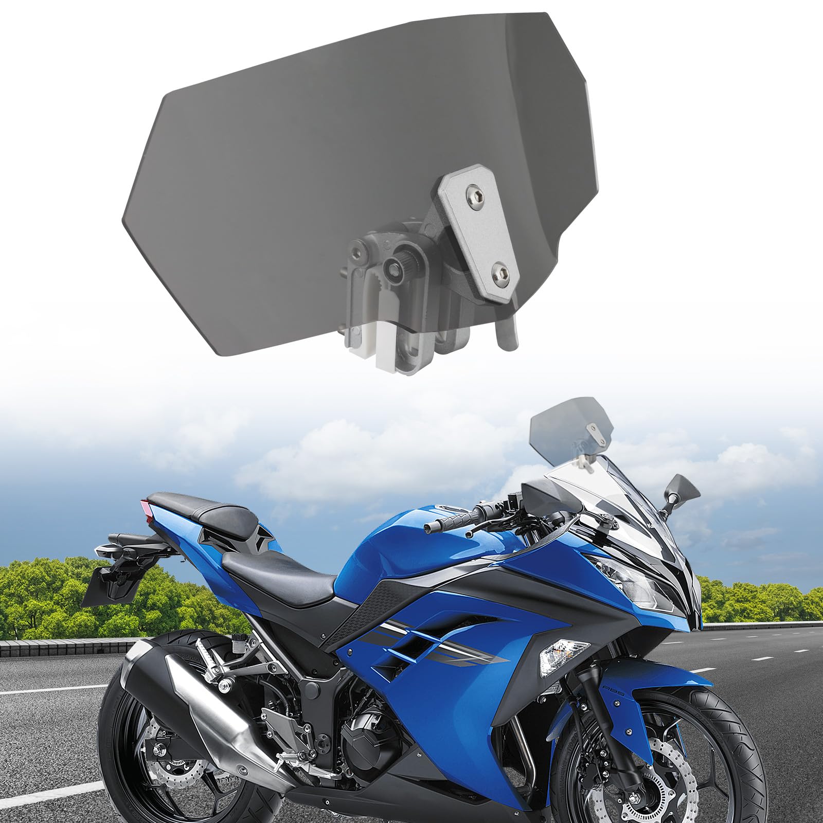 DREAMIZER Parabrezza Universale per Moto, Deflettore Antivento Regolabile con Clip per Estensione Parabrezza Spoiler Deflettore Antivento Compatibile con Honda Kawasaki Yamaha Suzuki Triumph