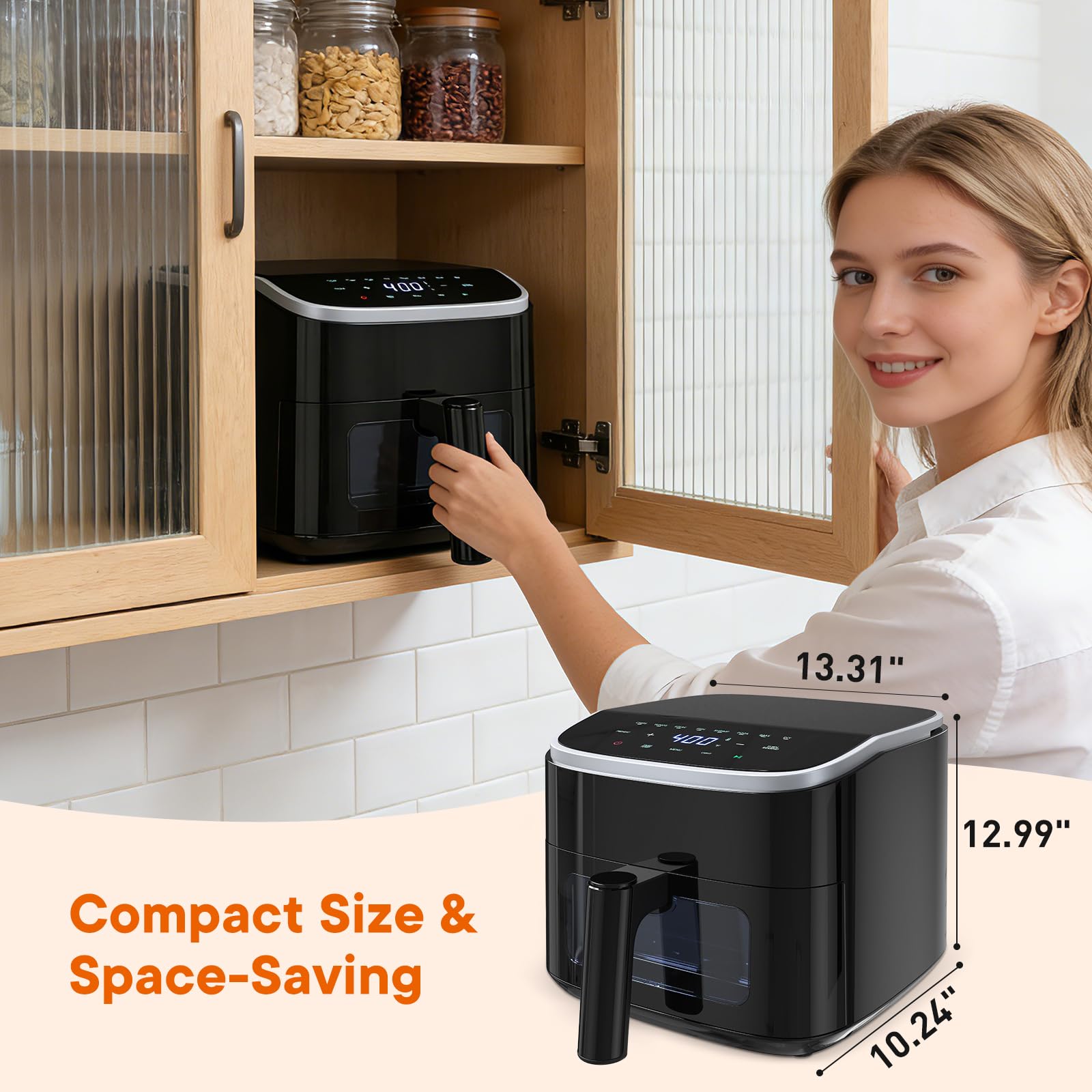 OLIXIS 3QT Air Fryer, Small Air Fryer with Digital PP Touch Panel, 400℉ Max Temp, Overheat Protection and Auto Shut-off, Nonstick and Dishwasher Safe Basket for Roast, Bake, Broil, Reheat, Black view 7