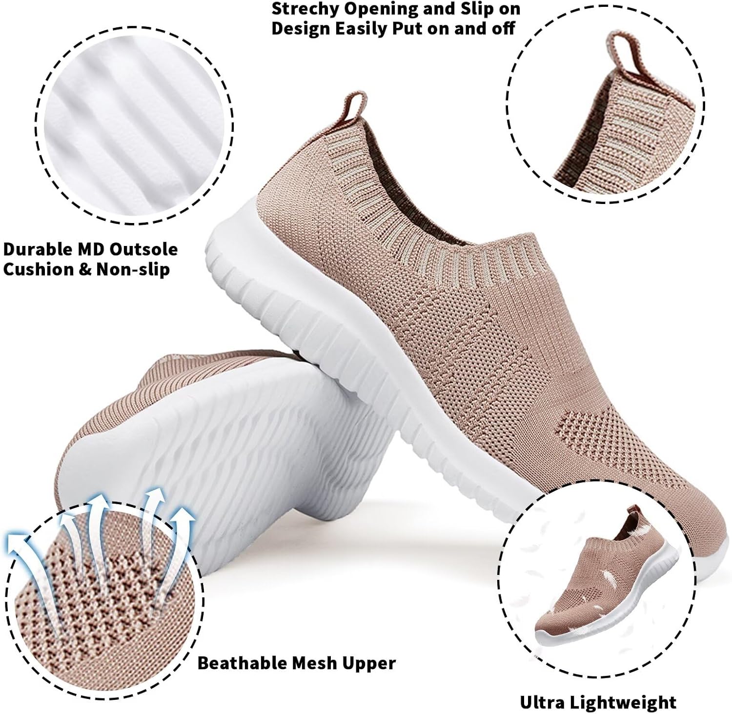 konhill Women's Slip On Sneakers Non Slip Walking Shoes Breathable Mesh Work Casual Lightweight Tennis Workout Shoes - Image 2
