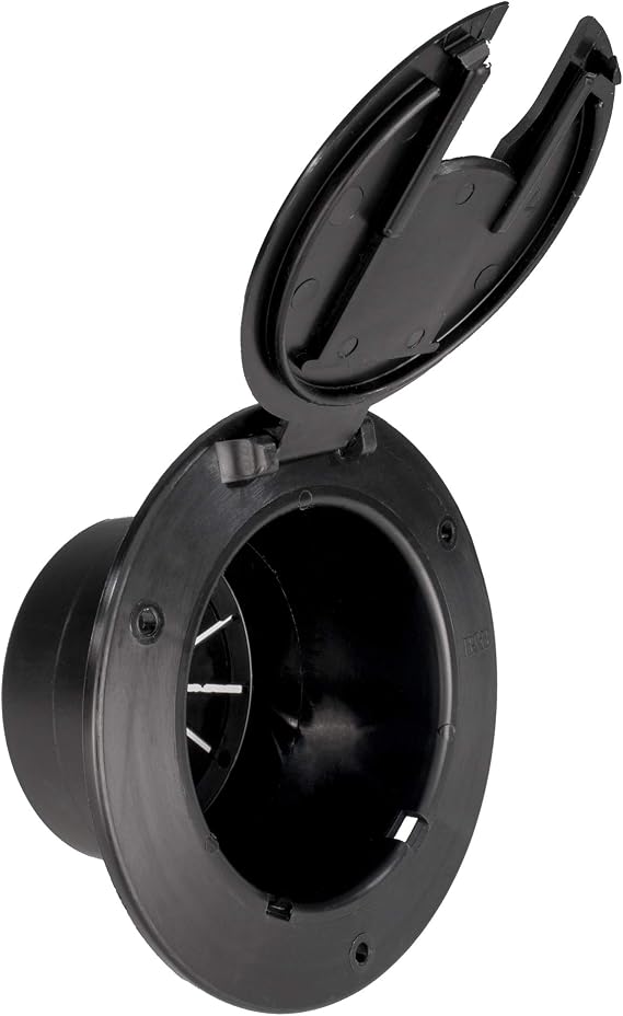 RecPro RV 50 Amp Power Cord Hatch Cover, Black, Snap Lock Door