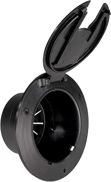RecPro RV 50 Amp Power Cord Hatch Cover, Black, Snap Lock Door