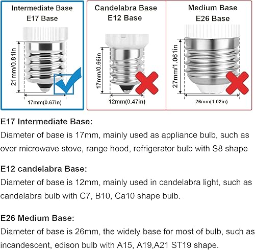 Miniatura 3 de Bombilla LED para microondas para refrigerador, campana extractora, equivalente a 40 W, bombilla incandescente E17, base de tornillo intermedia, 120