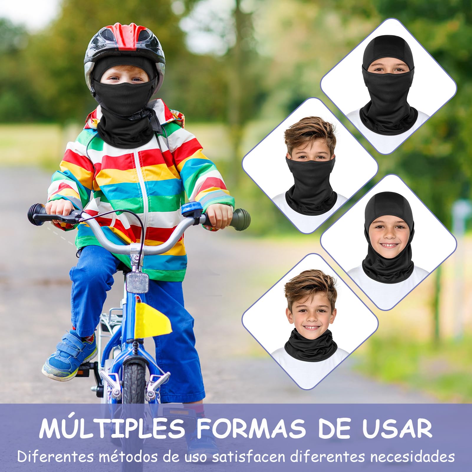 Kiiwah Pasamontañas Niños Multifuncional Blaclava Máscara de Ciclismo Transpirable Sombreros Gorro con Calentador de Cuello para Niños y Niñas Deportes al Aire Libre