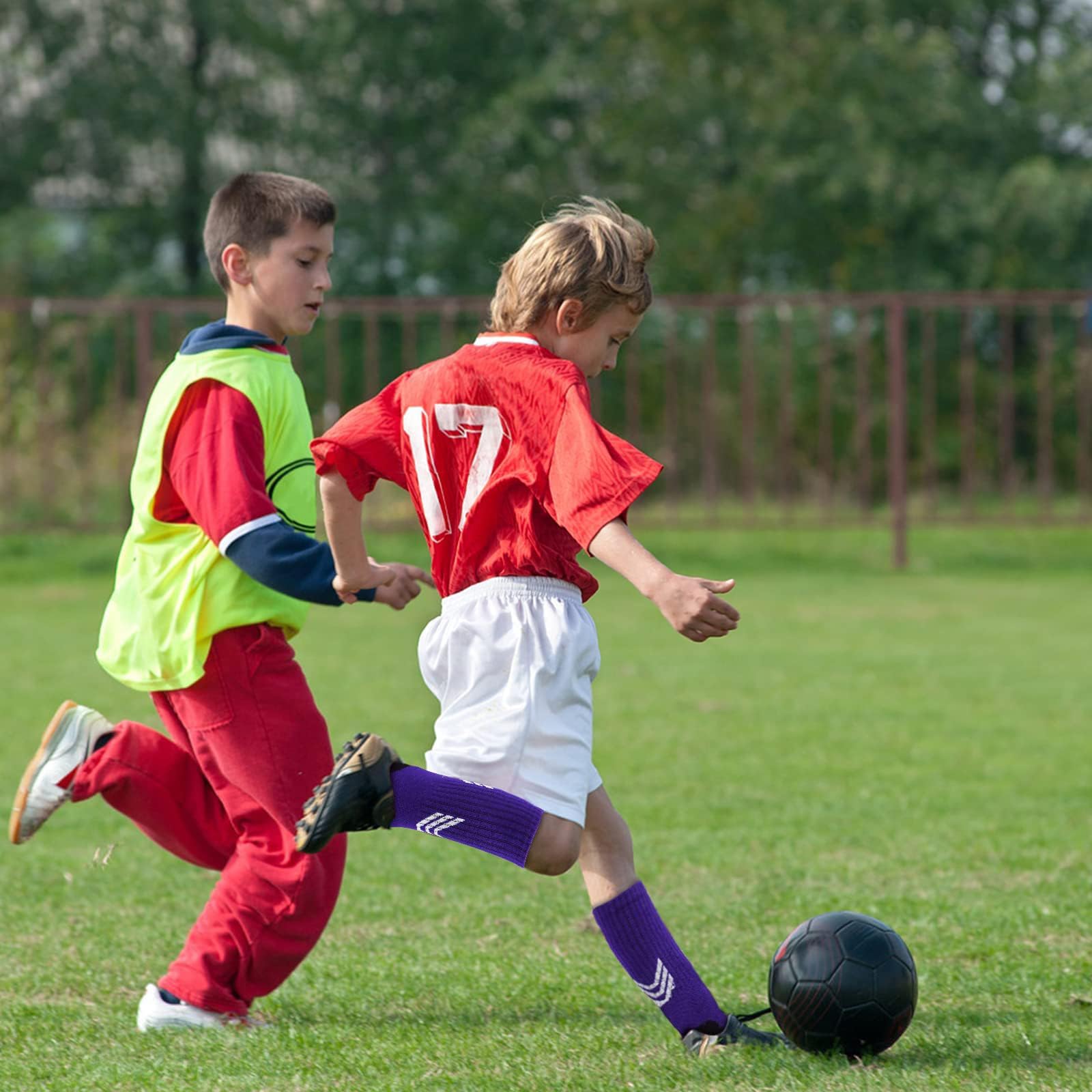 HYCLES 6 par dziecięcych skarpet do koszykówki, skarpety sportowe, bawełna, oddychające skarpety do biegania dla chłopców i dziewczynek, skarpety do piłki nożnej, rugby, tenisa, 6-16 lat