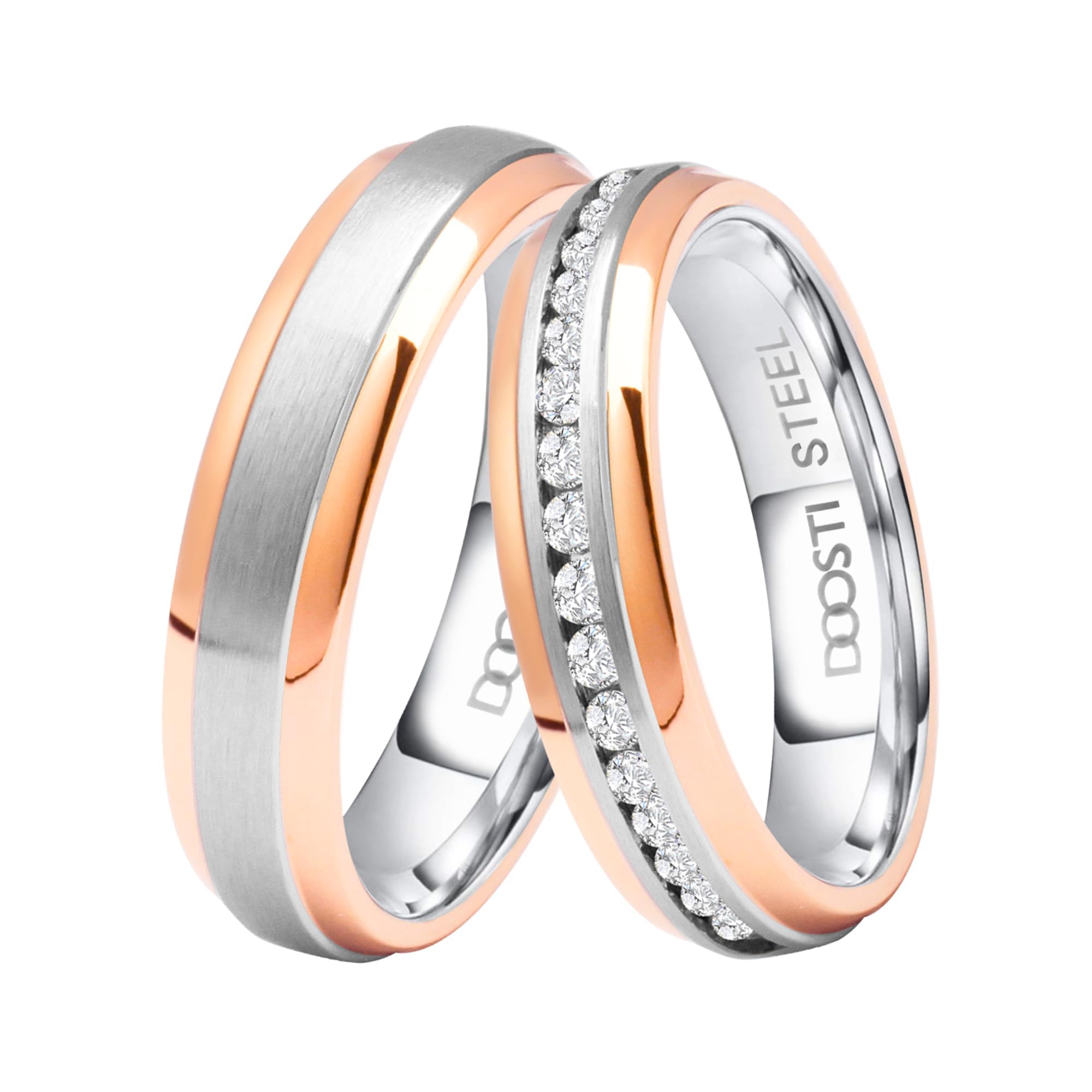 DOOSTI Partnerring/Trauring DAYLIGHT – BICOLOR Chirurgischer Edelstahl inkl. Gratis Gravur - Damen und Herren Variante - Neuheit November 2025