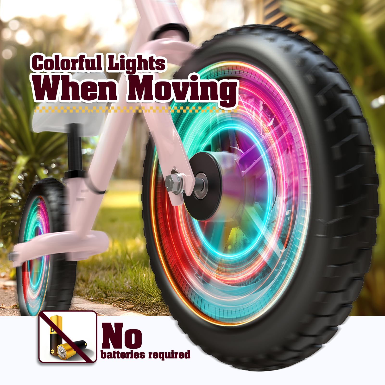 Dromlag Bicicletta senza Pedali per Bambini 2-5 Anni, Regolabile in Altezza (Sella e Manubrio), Luci LED, Gomme Antiscivolo, Regalo Bambino 2 3 4 5 Anni, Max 50 kg, Colore Rosa