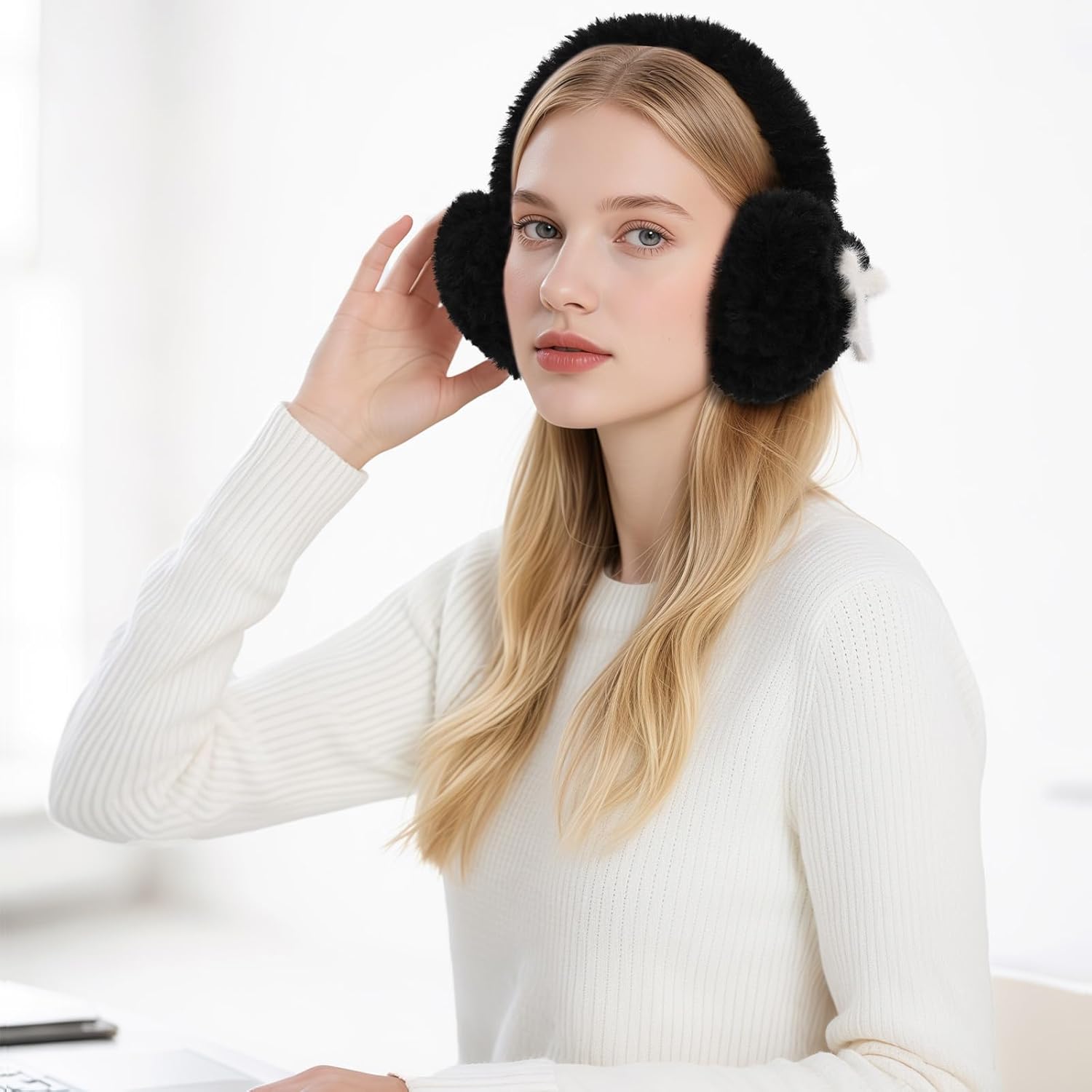 Valentines Day Gifts for Her Earmuffs for Women, Foldable & Fuzzy Ear Muffs for Outdoor Activities - Image 2