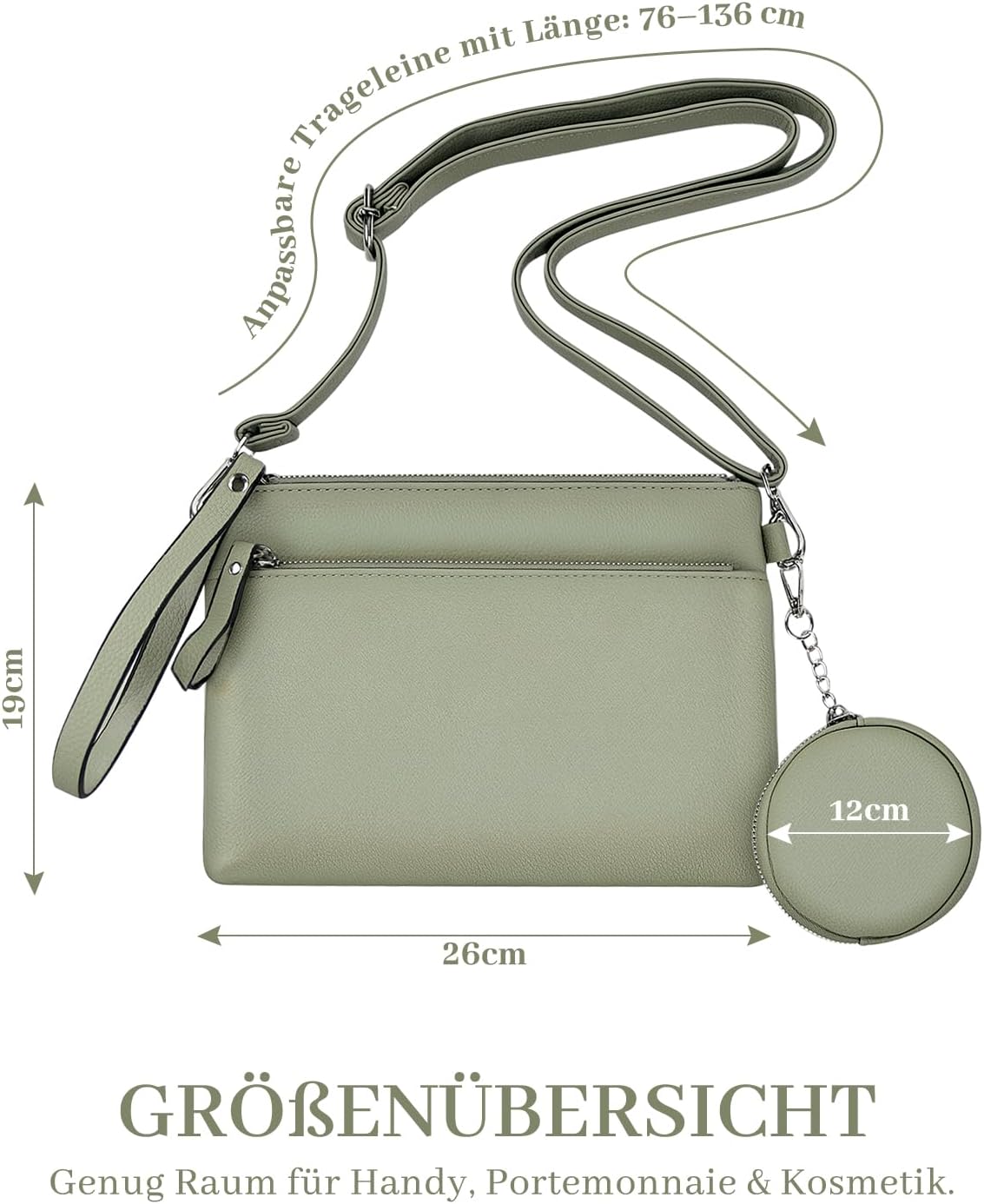 Women's Shoulder Bag Faux Leather Crossbody Bag with Small Purse, Adjustable Removable Shoulder Strap, Modern Handbag for Women image 4
