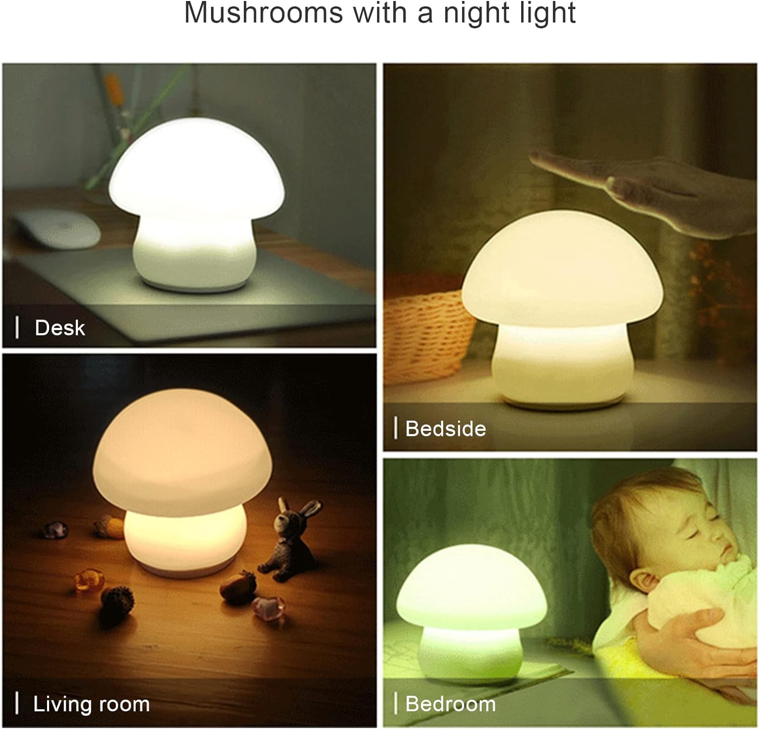 Único Luz Nocturna de Seta Bonita, lámpara de mesita de Noche pequeña de Silicona, luz Suave y Encantadora para habitación de niños con sueño Nocturno Junto a la Cama Luz de Noche