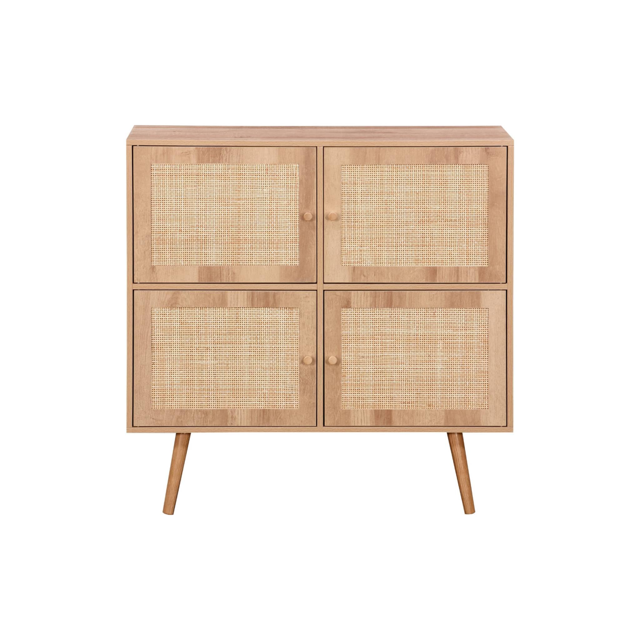 sweeek - Commode Enfant décor Bois 4 Portes en cannage