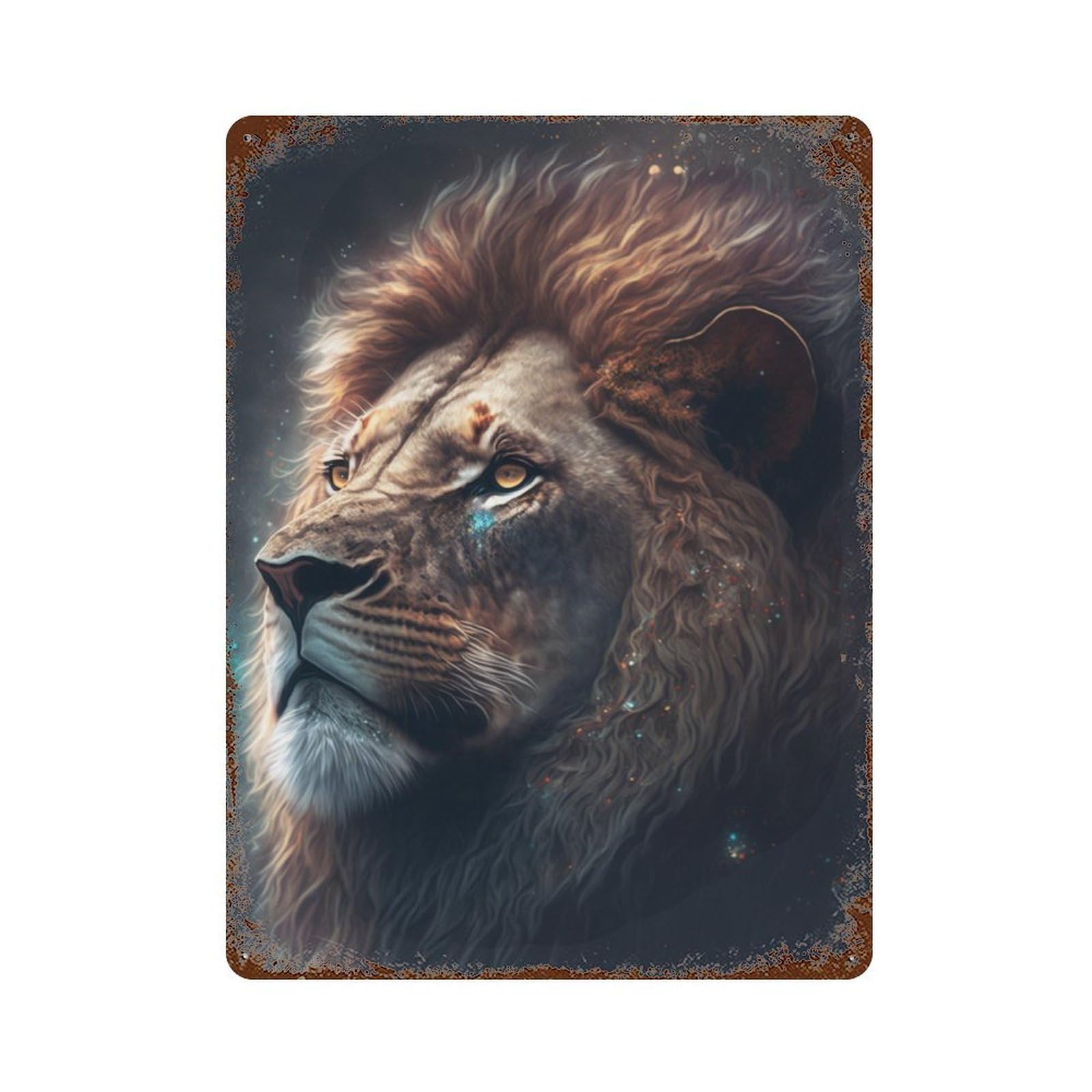 Vintage Metal Tin Sign Regal Lion Majesty 15.7"x11.8", Classic Wall Plaque for Farmhouse, Kitchen And Entryway Decor