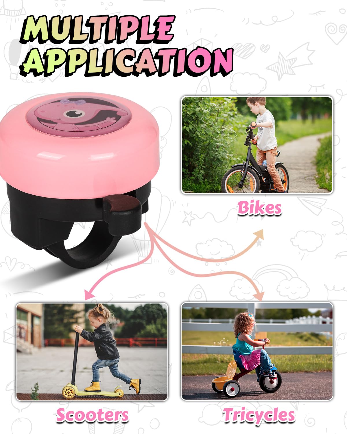 Campanello Per Bici Bambino - Suono Forte E Adesivi Colorati | Facile Montaggio Su Manubrio