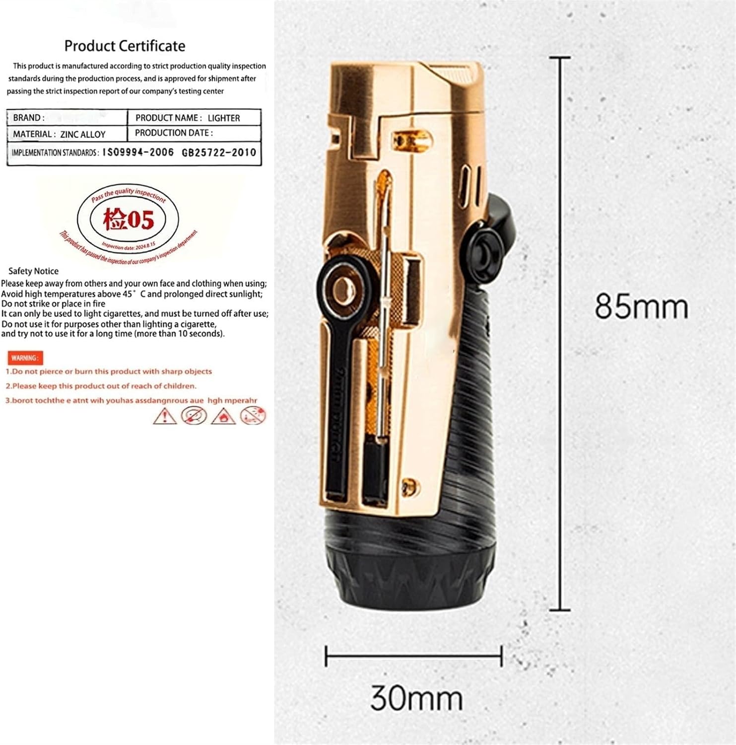 Portable Multifunctional Lighter, Made Metal, Adjustable Flame, Outdoor Windproof Butane Lighter, Suitable for Gifts Candles Camping, etc.(Gray)