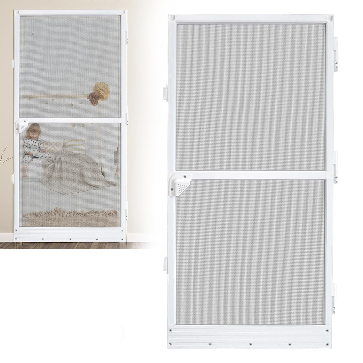 FIVMEN Fliegengitter Balkontür mit Alurahmen 120x240cm Fliegengitter Tür Insektenschutz Mückenschutz Fliegennetz Fliegengittertür für Balkontür & Terrassentür