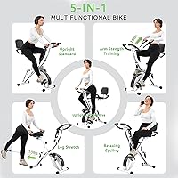 Vista 3 de BARWING Bicicleta de Ejercicio Estática para Entrenamiento en Casa, Bicicleta de Interior Plegable de 5 en 1 para Personas Mayores, Capacidad