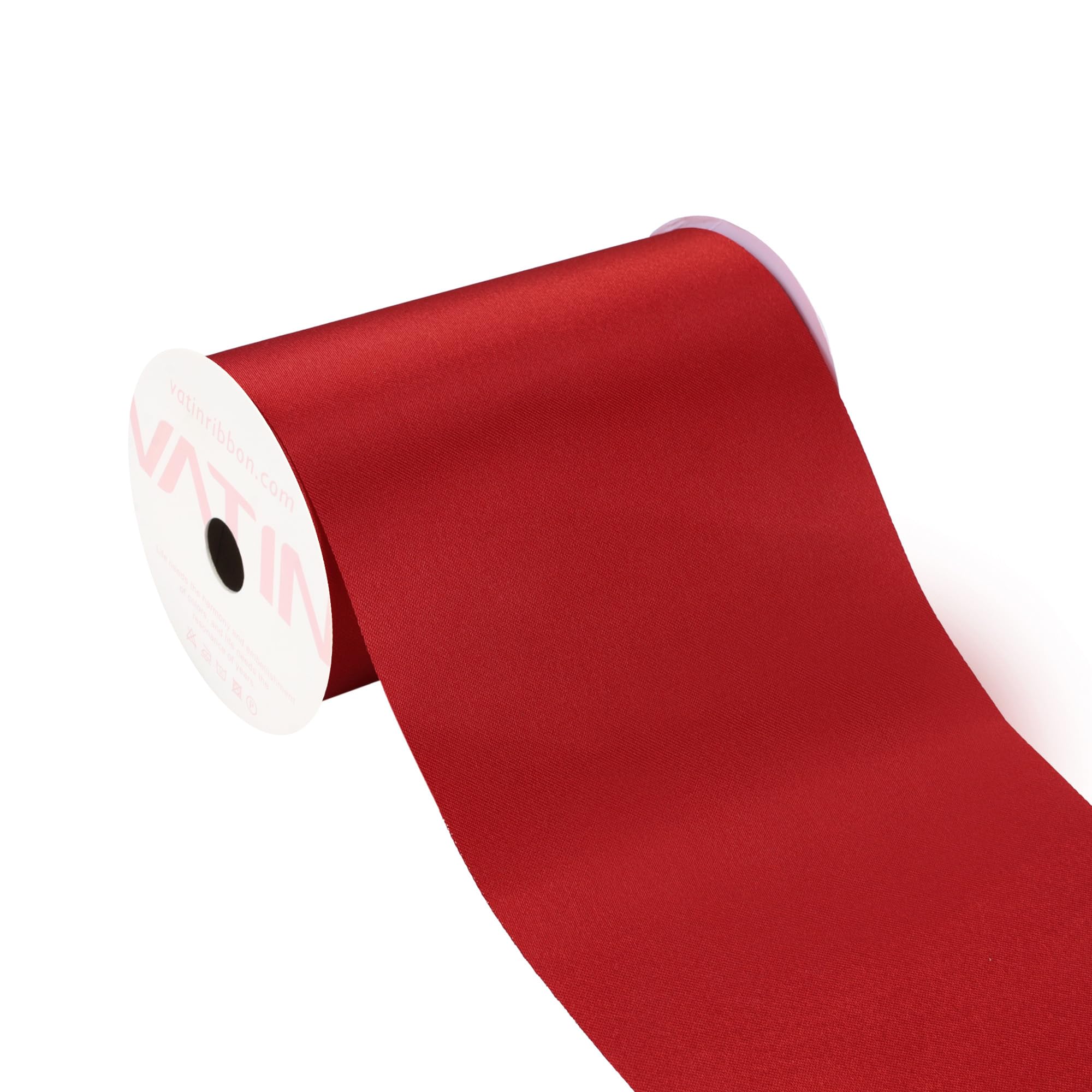 VATIN 4 Inch Wide Red Satin Solid Ribbon - Large Ribbon for Grand Opening, Wedding, Festival Decoration - 11 Yards — image 1