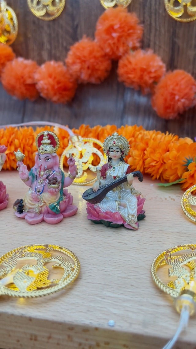 Estatuas Laxmi Ganesha Saraswati 2.5 in para Auto miniatura 7