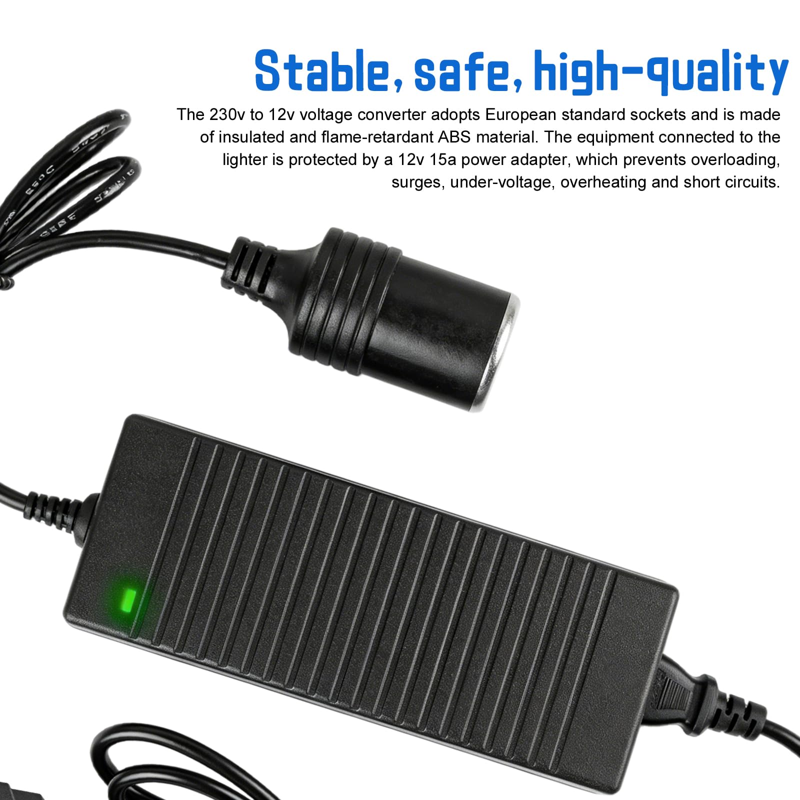 180W 15A AC à DC Adaptateur Converter, 220V vers 12V Adaptateur Allume Cigare Secteur，Adaptateur Secteur, Adaptateurs Transformateur Convertisseurs pour Glacière, Aspirateur de Voiture